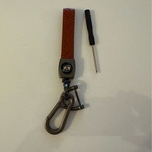 Dodge Key Fob Keychain in Brown Leather with Logo NWT